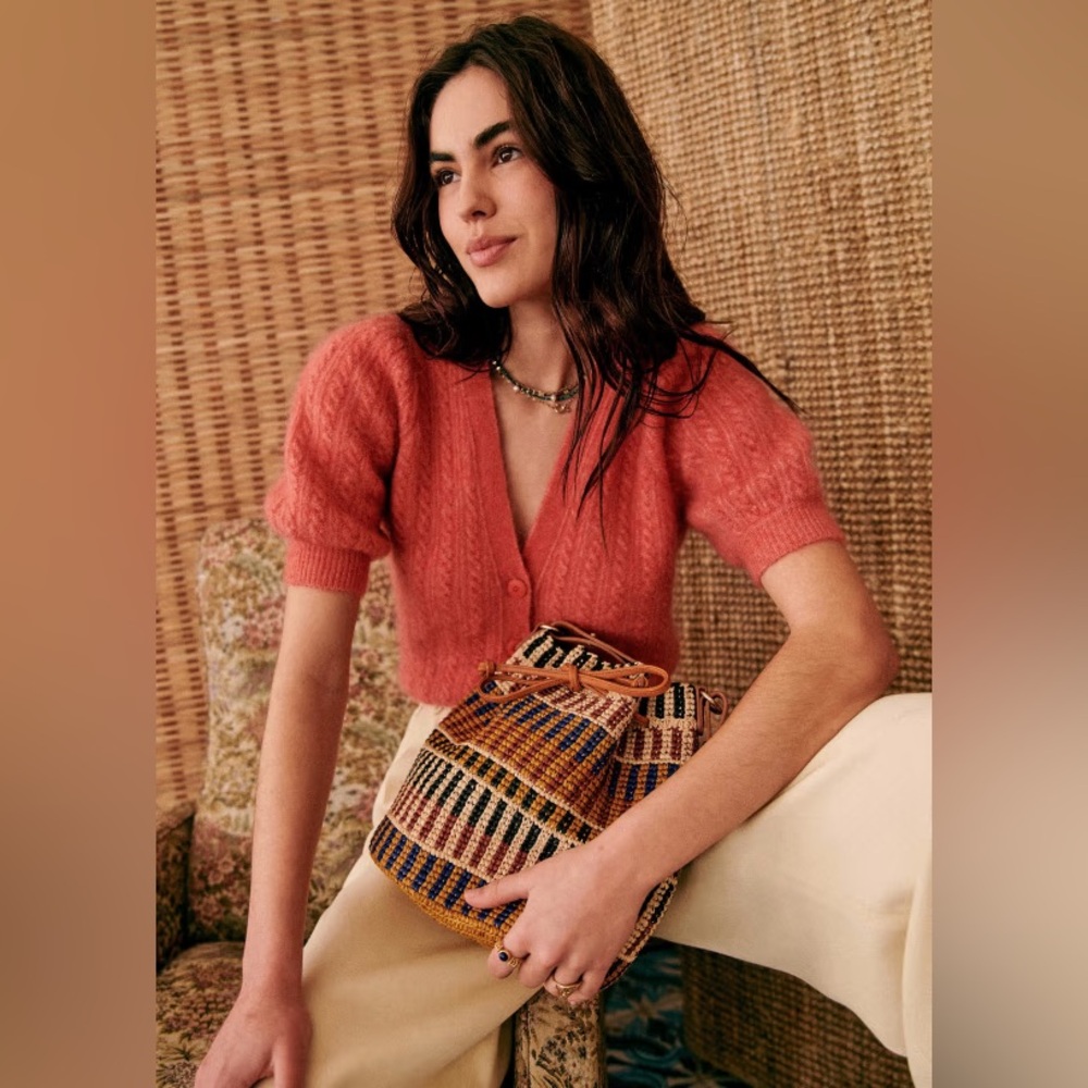 Sézane Gilet Perrine Rose Bonbon